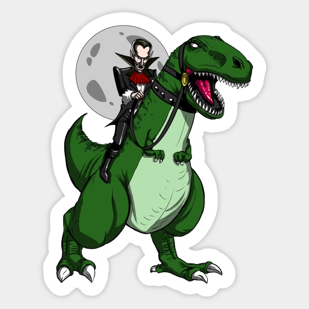 Vampire Riding T-Rex Dinosaur Zombie Halloween Sticker by underheaven